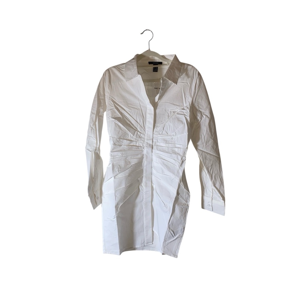NWT Forever 21 Classic Button Up Mini Dress White Women's Size Medium New Tags